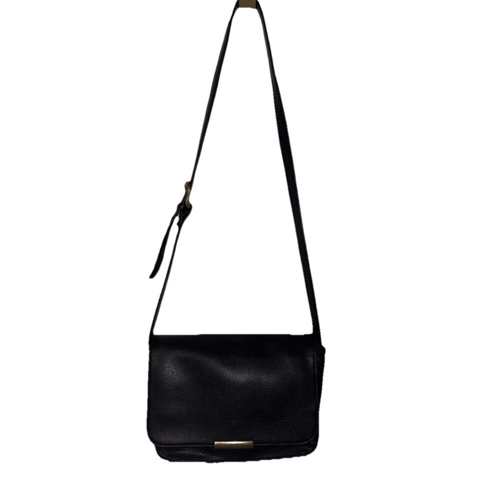 Nine West Messenger Work School Bag Black Pebbled Vinyl Adjustable Strap